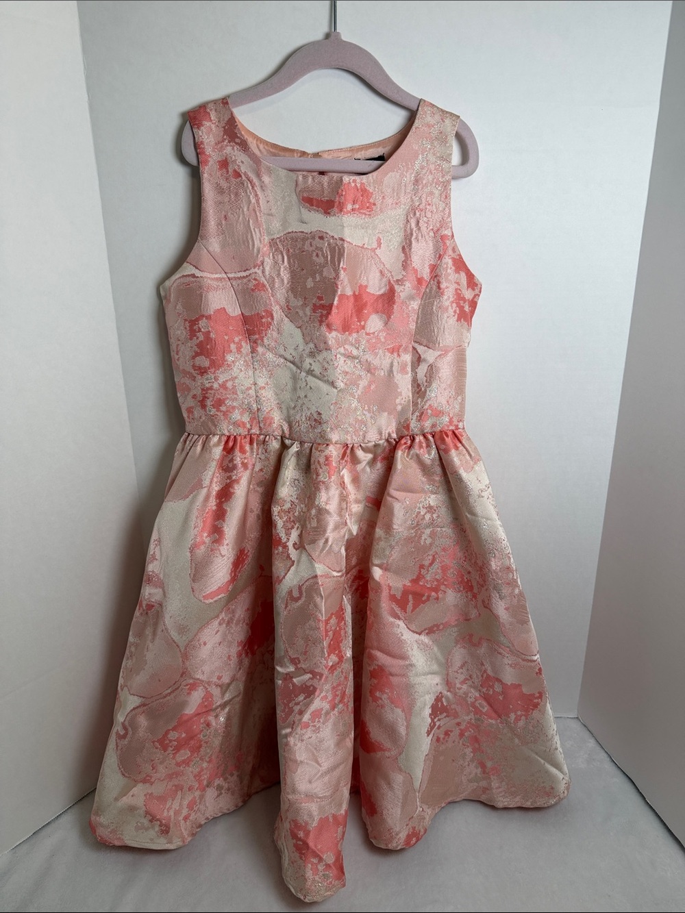 Zunie Girls' Pink Floral Jacquard Party Dress Size 12